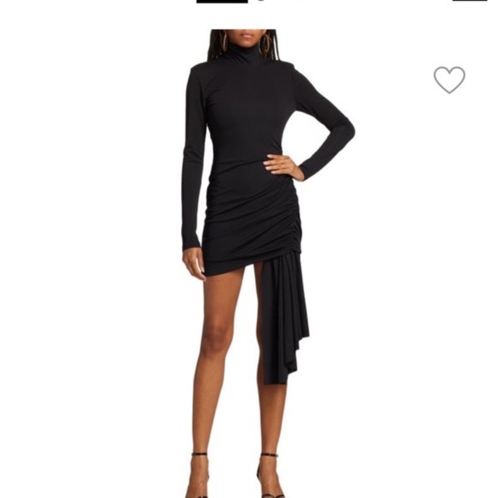 Ronny Kobo Collection Black Asymmetric Long Sleeve Mini Dress